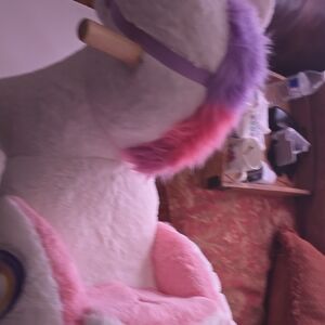 Plush Pink and Purple Ride-On Unicorn
